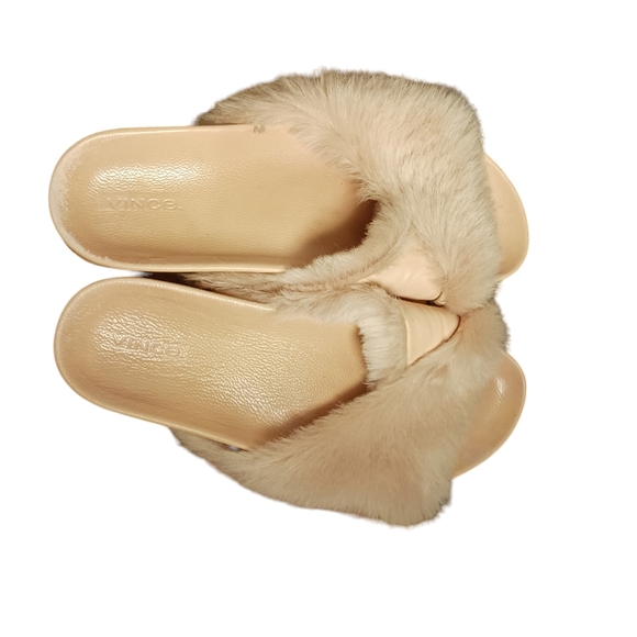 Vince Rabbit Fur Like Slides Ladies 10M - Picture 1 of 5